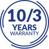 10 YEARS OF WARRANTY ON THE FRAME 3 YEARS FOR OTHER ELEMENTS