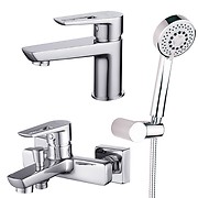 Set: washbasin and bath-shower faucet Mille, shower set Lano
