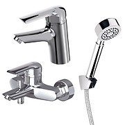 Set: washbasin and bath-shower faucet Avedo, shower set Aton
