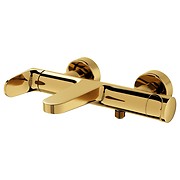 INVERTO by Cersanit wall mounted bath-shower faucet gold, 2 DESIGN IN 1 handles: gold