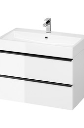 VIRGO 80 washbasin cabinet white with black handles