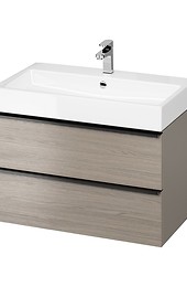 VIRGO 80 washbasin cabinet grey with black handles