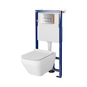 SET B646 TECH LINE OPTI, CREA SQUARE wall hung bowl CleanOn, duroplast toilet ...