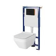 SET B647 TECH LINE OPTI, CREA SQUARE wall hung bowl CleanOn, duroplast toilet ...
