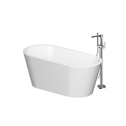 SET B722: CREA 160x75 oval freestanding bathtub with CREA freestanding faucet chrome