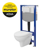 SET C40: AQUA 50 MECH QF WC frame + PARVA CleanOn wall hung bowl with toilet seat