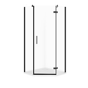SET B774: Shower enclosure pentagonal JOTA 80X80X195 right black transparent glass