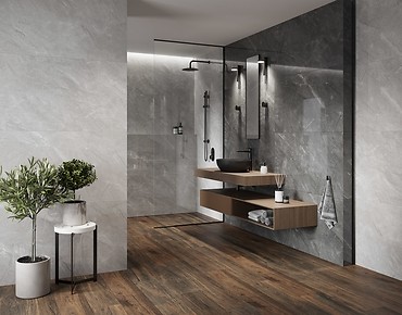 Ceramic tiles, tiles - bathroom, grey - Cersanit